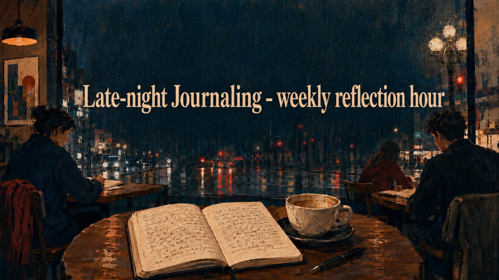 ππ Late-night Journaling - weekly reflection hour event poster.