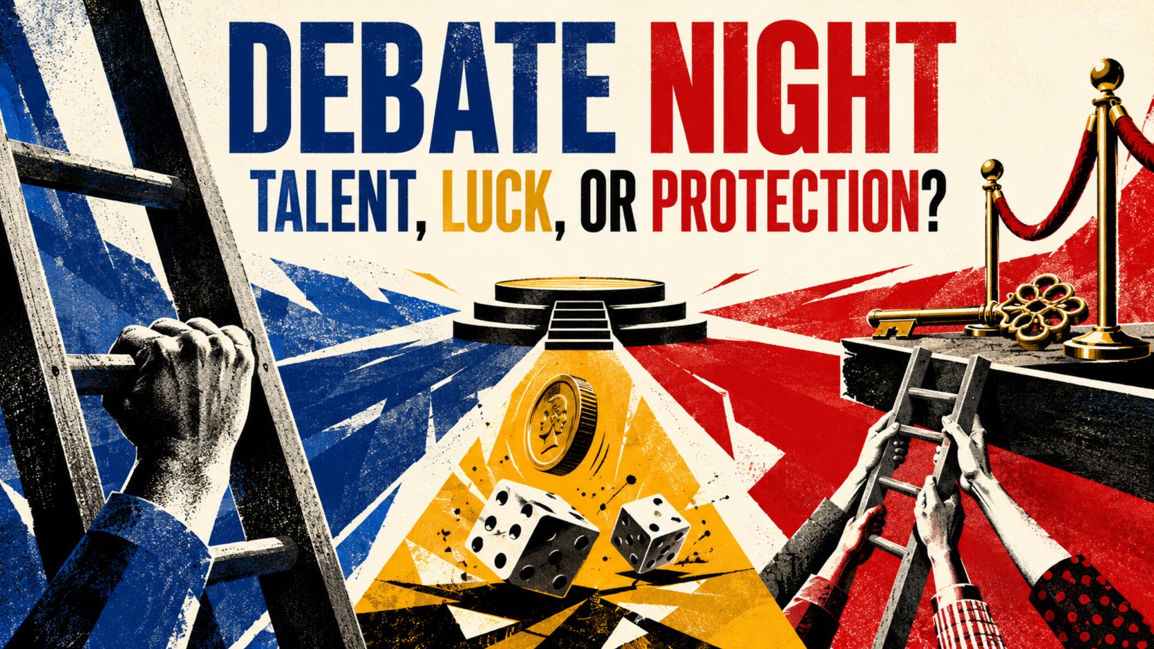 🏆🎲 Debate Night - Is success talent, luck, or hard work? event poster.